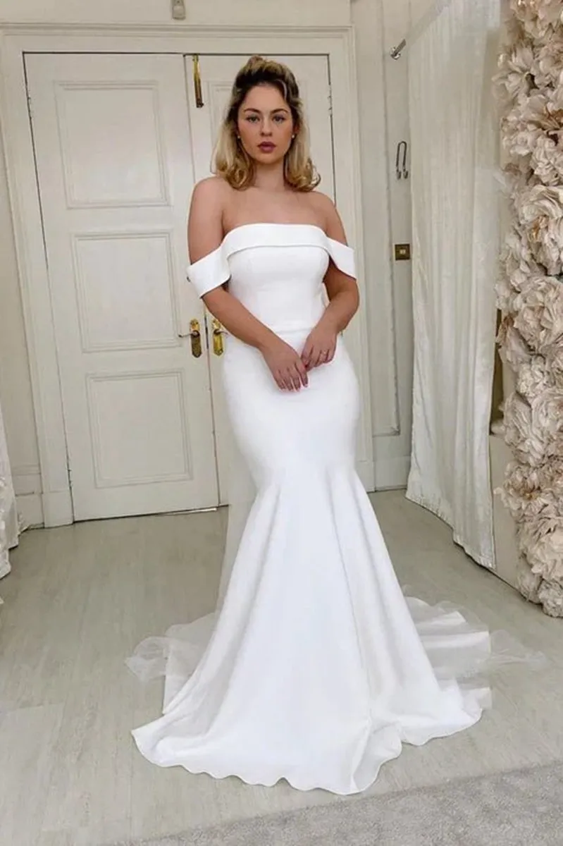 Off the Shoulder Satin Mermaid Wedding Dresses