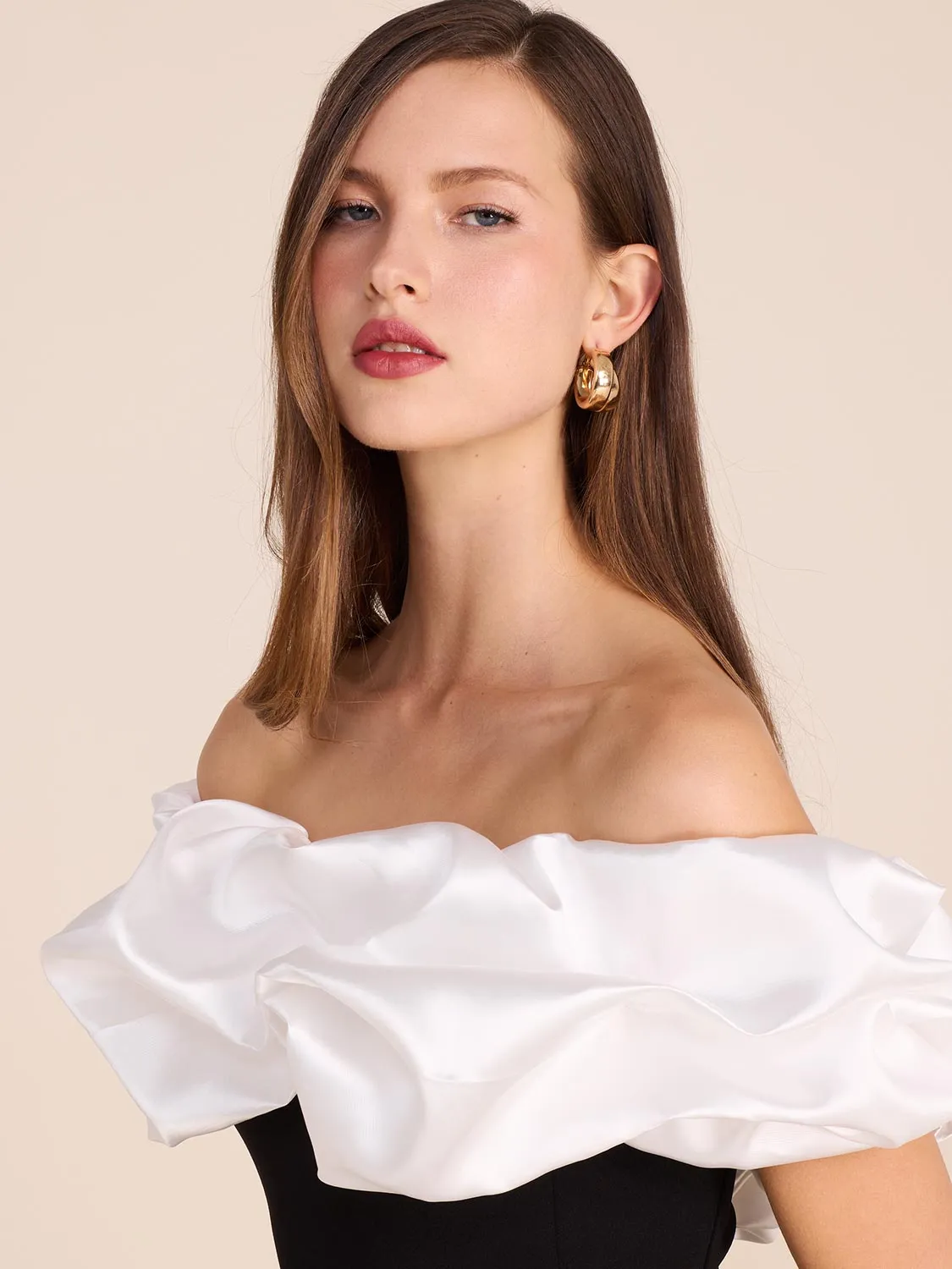 Off-The-Shoulder Sheath Dress With Statement Ruffle