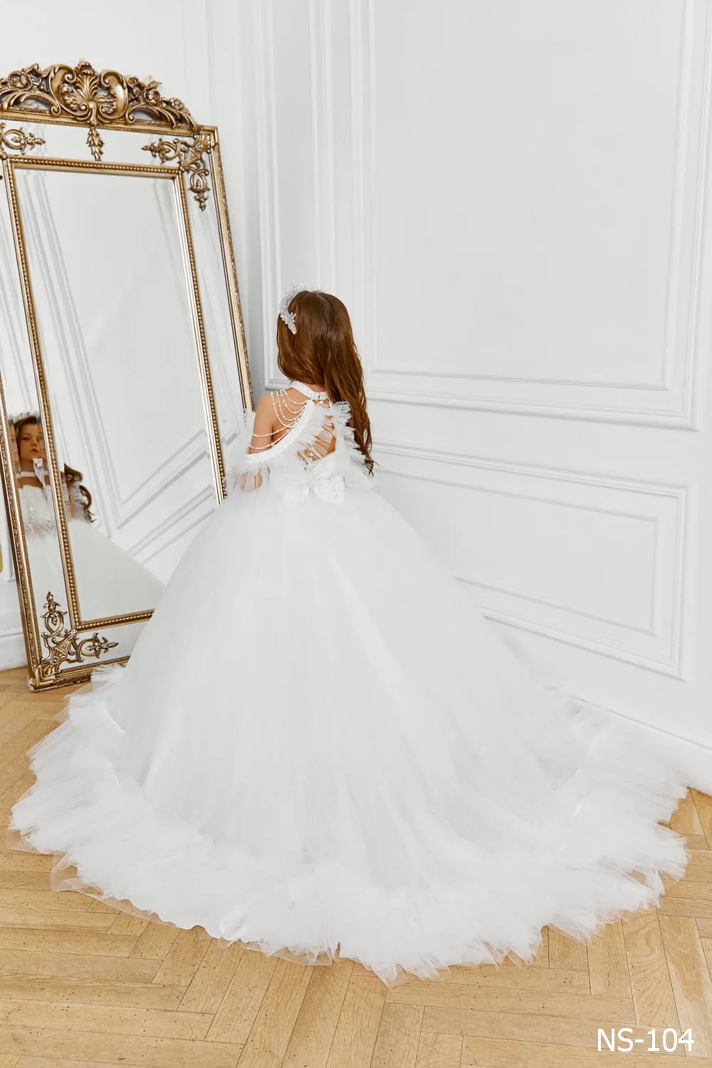 Off the Shoulder Tulle Flower Girl Ball Gown