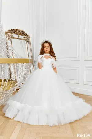 Off the Shoulder Tulle Flower Girl Ball Gown