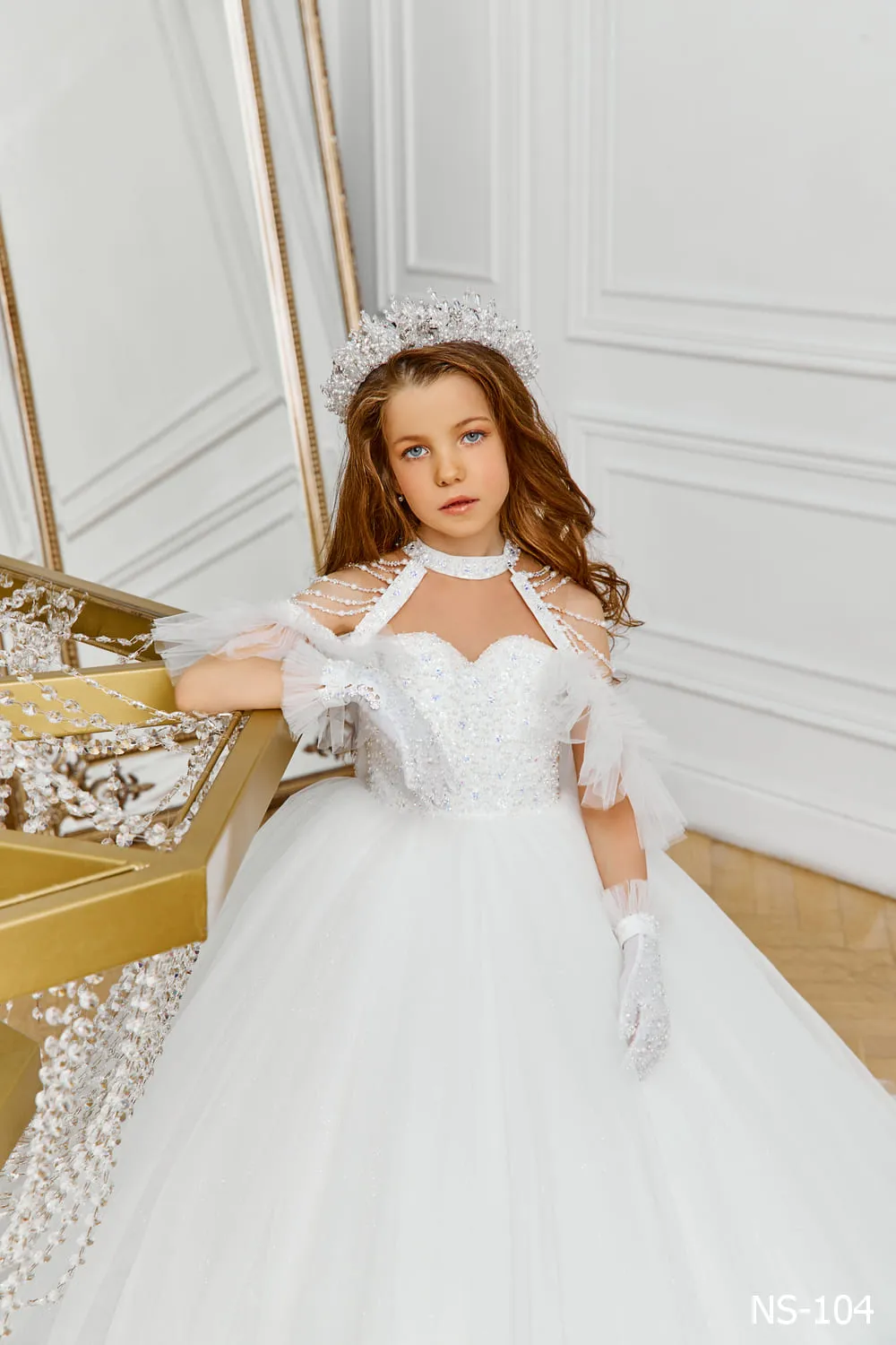 Off the Shoulder Tulle Flower Girl Ball Gown