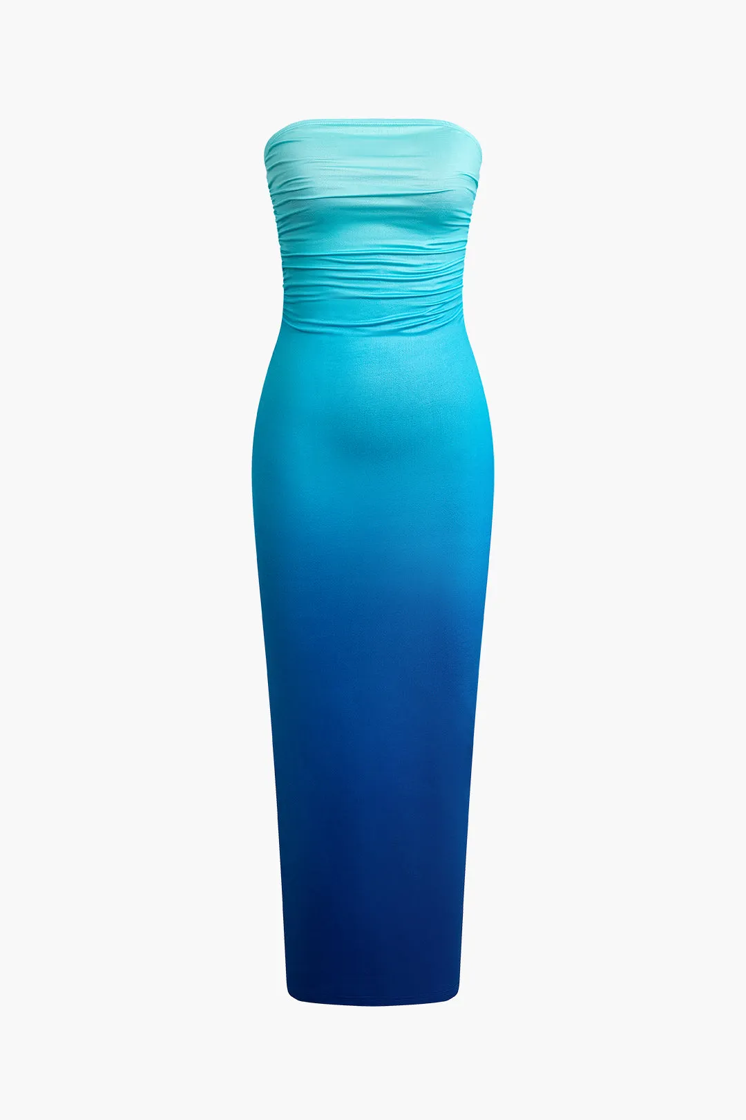 Ombre Ruched Off Shoulder Midi Dress