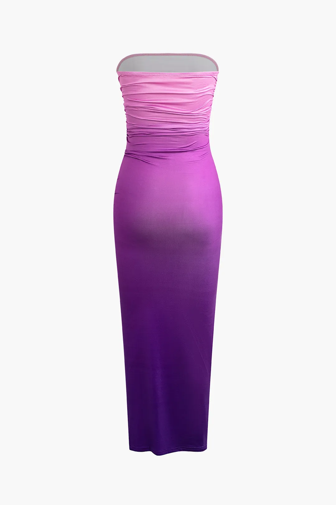 Ombre Ruched Off Shoulder Midi Dress