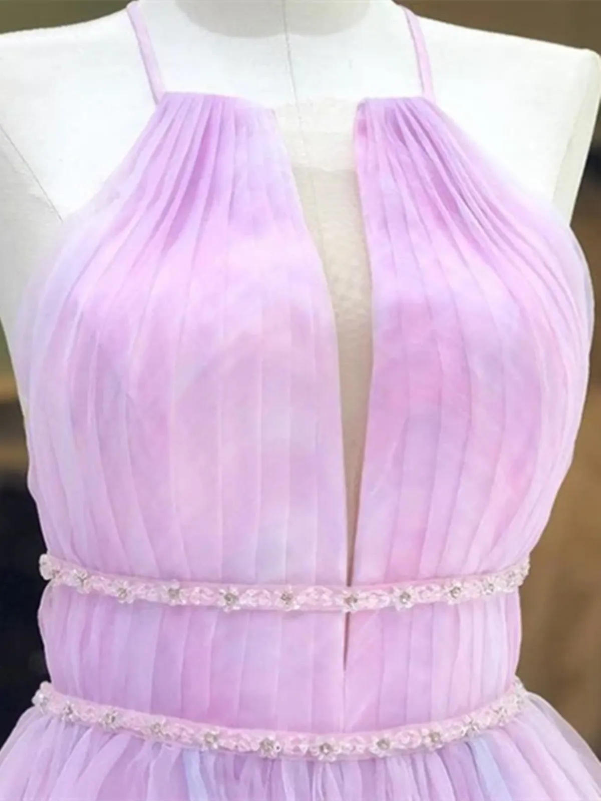 Ombre Spaghetti Straps Sleeveless Tulle Long Prom Dresses, Halter Neck Multi Color Formal Evening Dresses