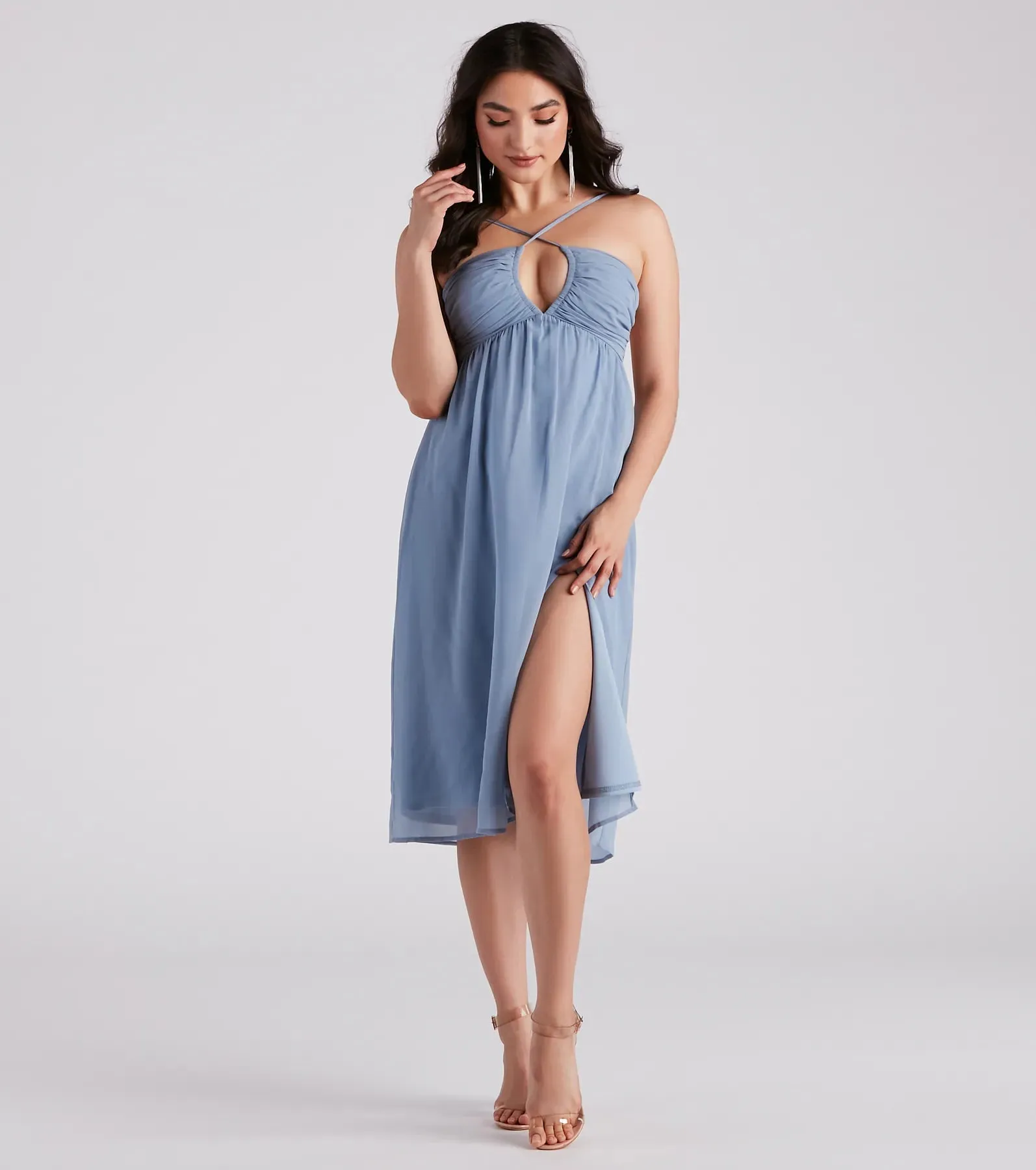 On The Verge Chiffon A-Line Midi Dress