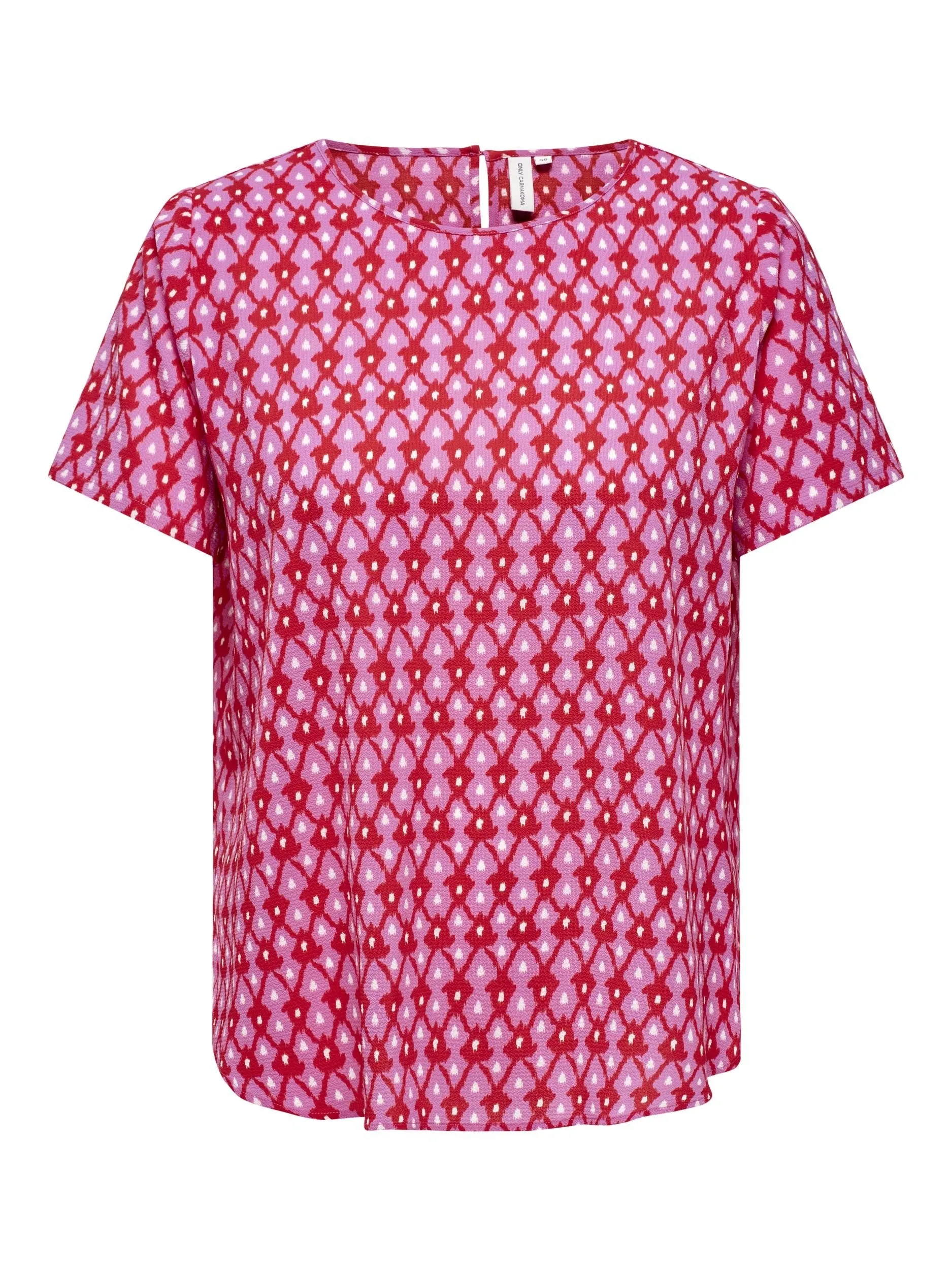 Only Carmakoma Carlux Plus Size Ladies Short Sleeve Top-STRAWBERRY