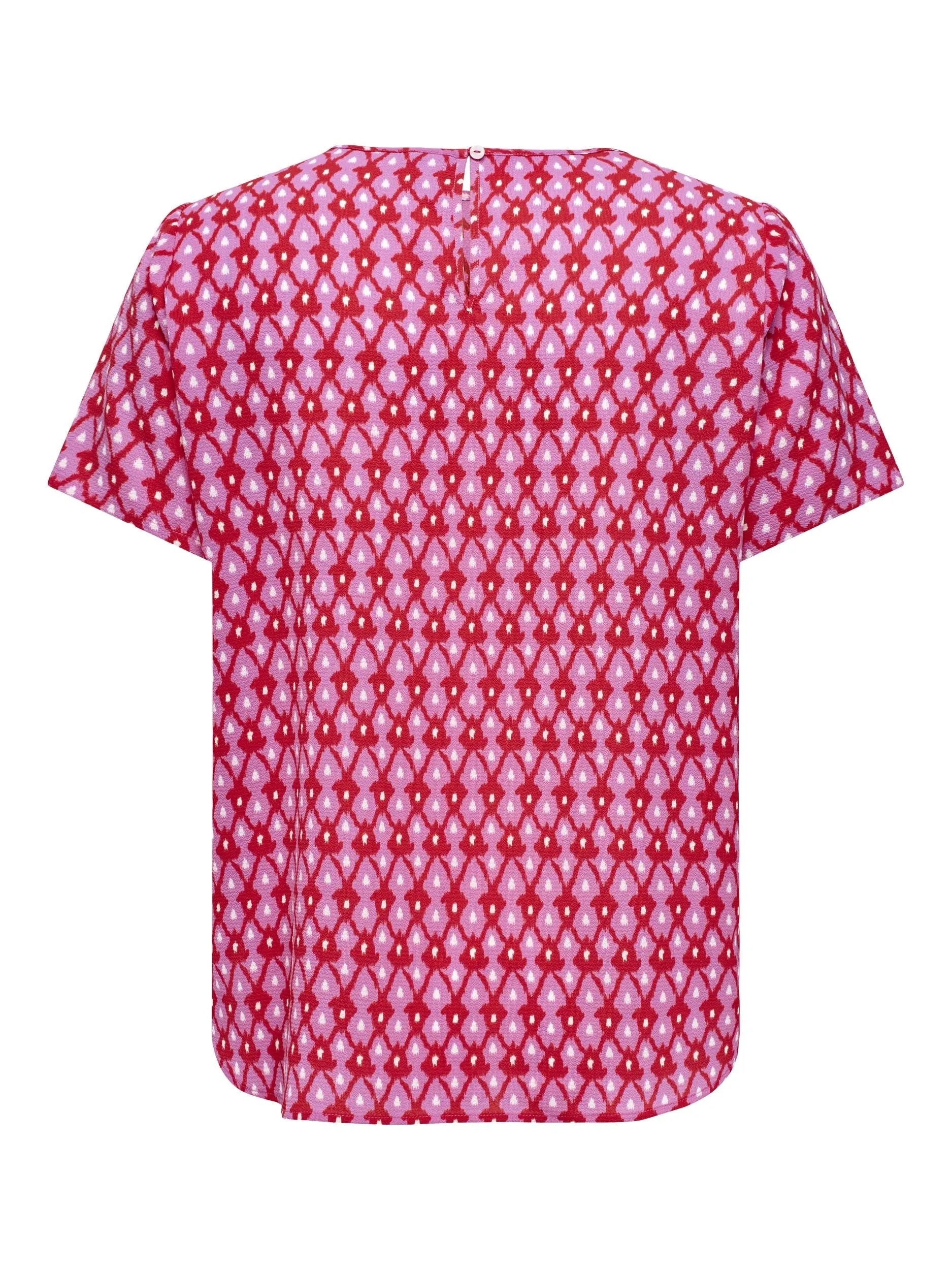 Only Carmakoma Carlux Plus Size Ladies Short Sleeve Top-STRAWBERRY