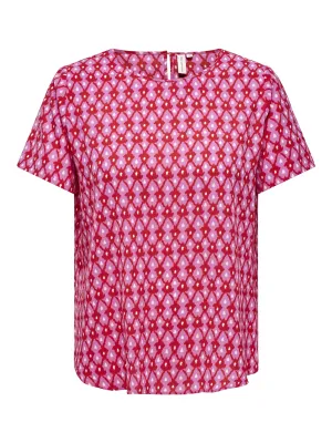 Only Carmakoma Carlux Plus Size Ladies Short Sleeve Top-STRAWBERRY