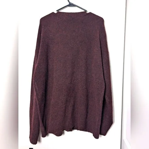 Paige cardigan Alpaca wool sweater burgundy ashe sz L fuzzy cozy oversized