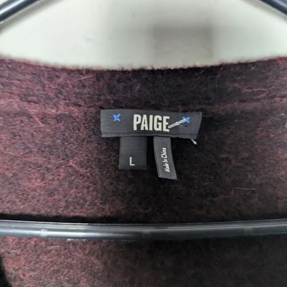 Paige cardigan Alpaca wool sweater burgundy ashe sz L fuzzy cozy oversized