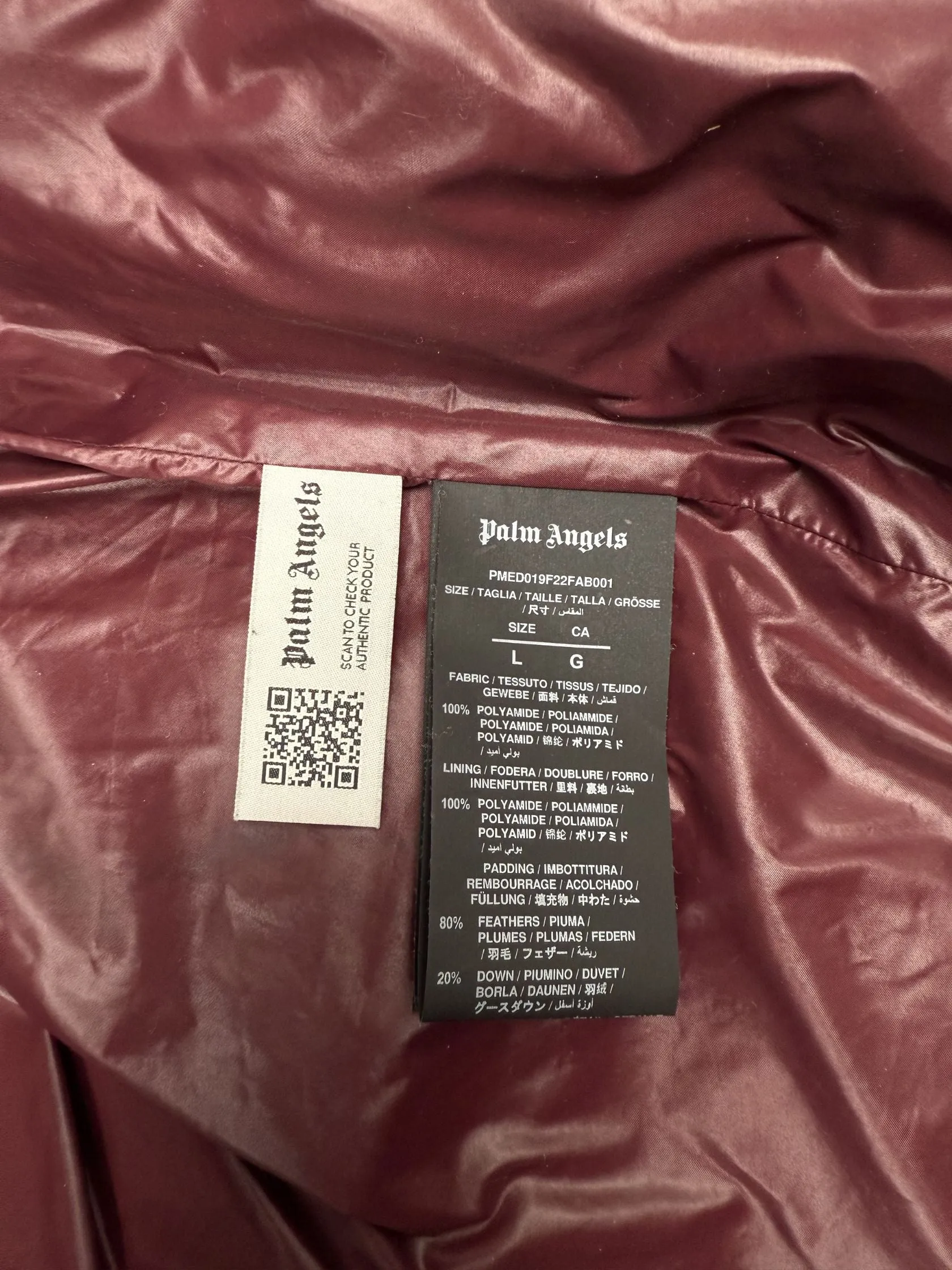Palm Angels Track Puffer Jacket- Red