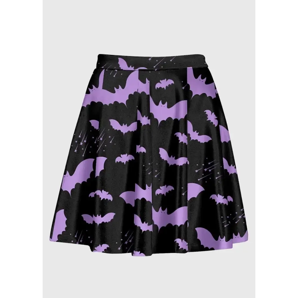 Pastel Goth Bat Skater Skirt in Playful Pastel Shades