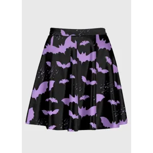 Pastel Goth Bat Skater Skirt in Playful Pastel Shades