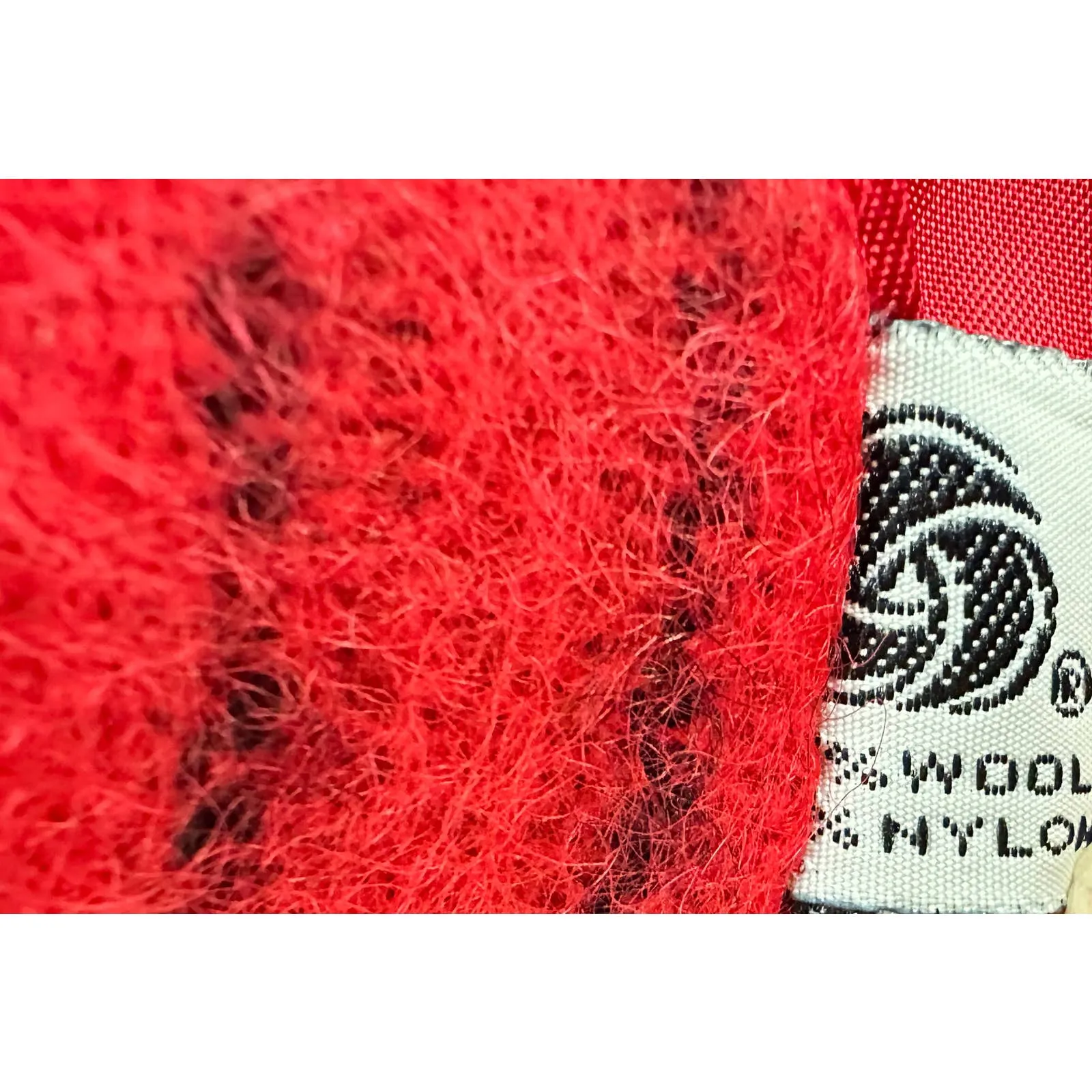 Pauline Trigere Coat Vintage Wool Sz 6/S  Red Black Stripe Fuzzy 1970s-80s