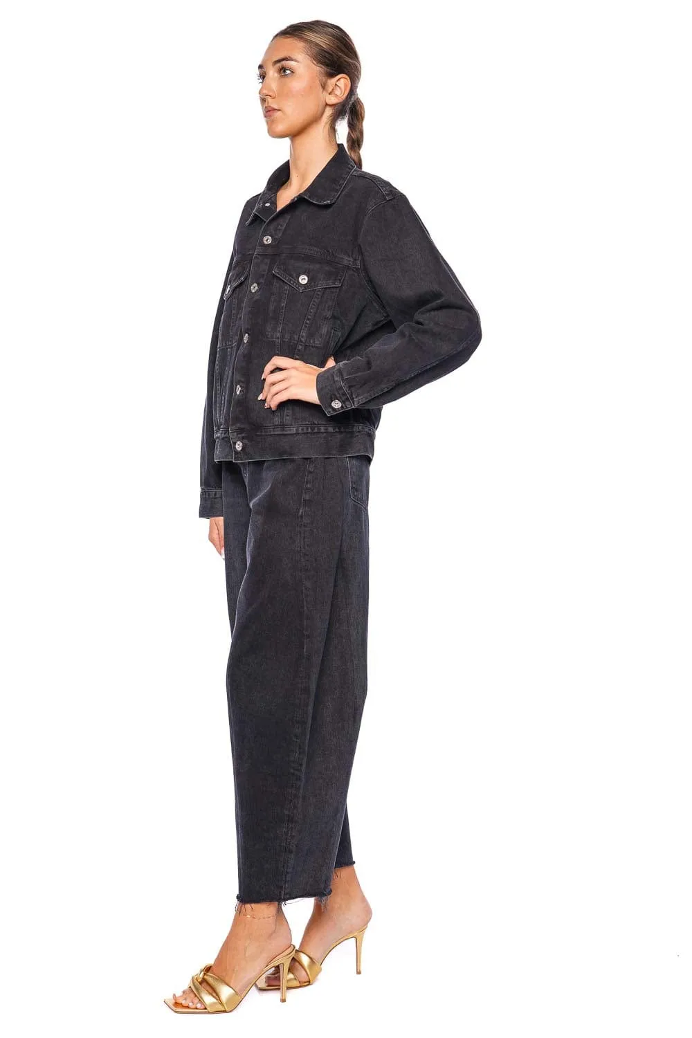 Pieced Horseshoe Stout Wide Leg Jean