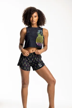 Pineapple Print Crop Muscle Tank