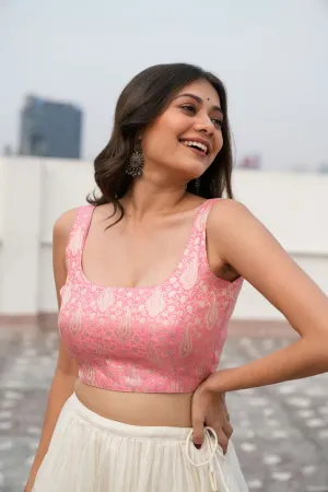 Pink Brocade Blouse