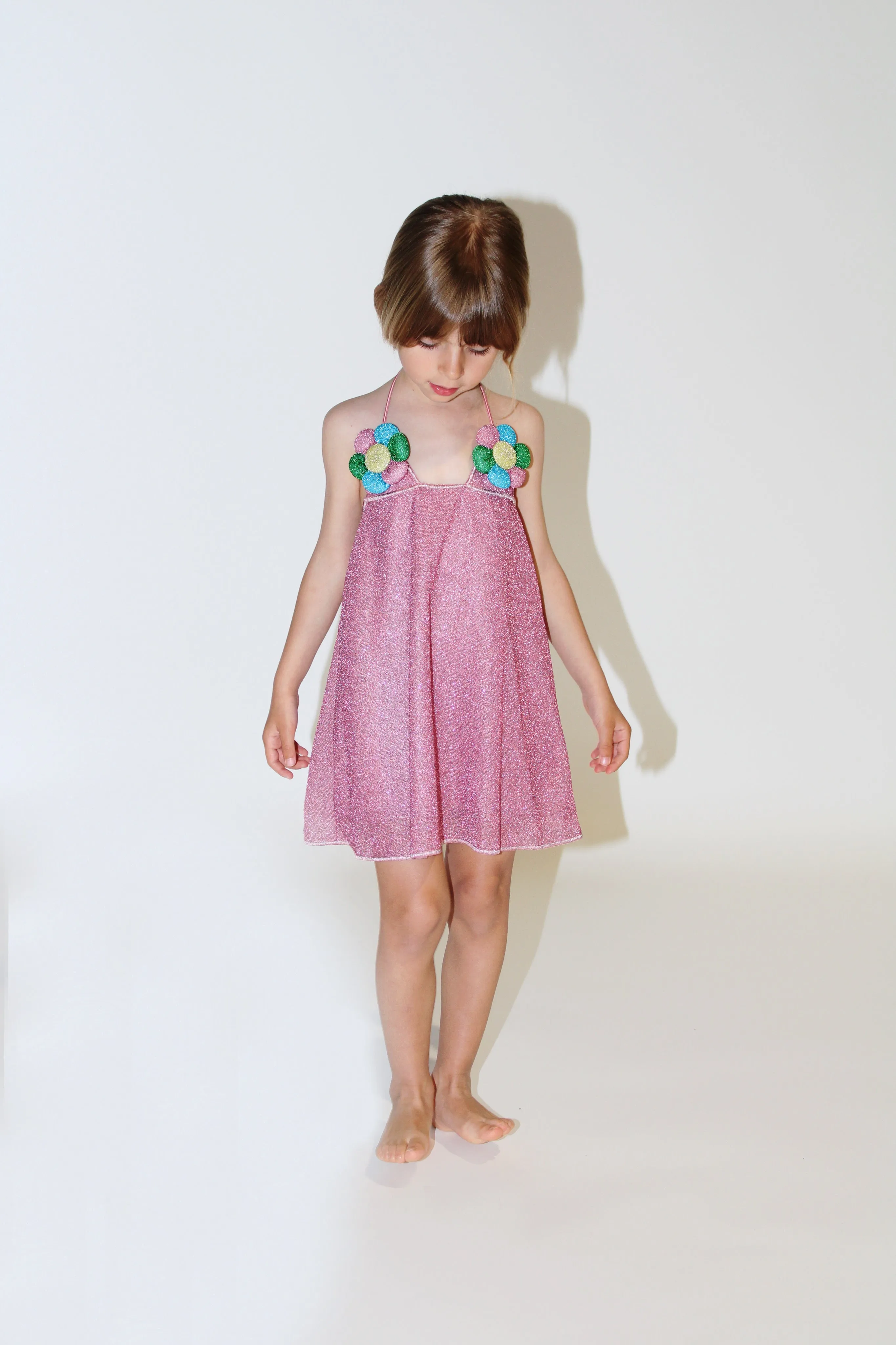 Pink Lurex Daisy Dress