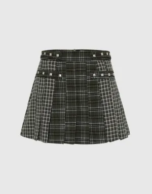 Plaid Mini A-Line Skirt