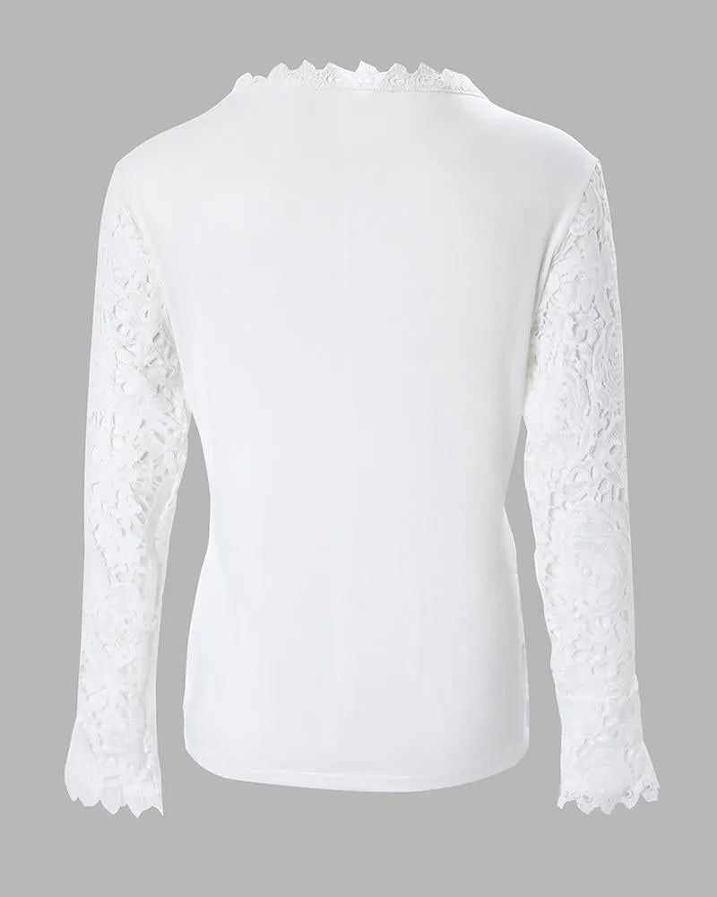 Plain Long Sleeve Lace Top