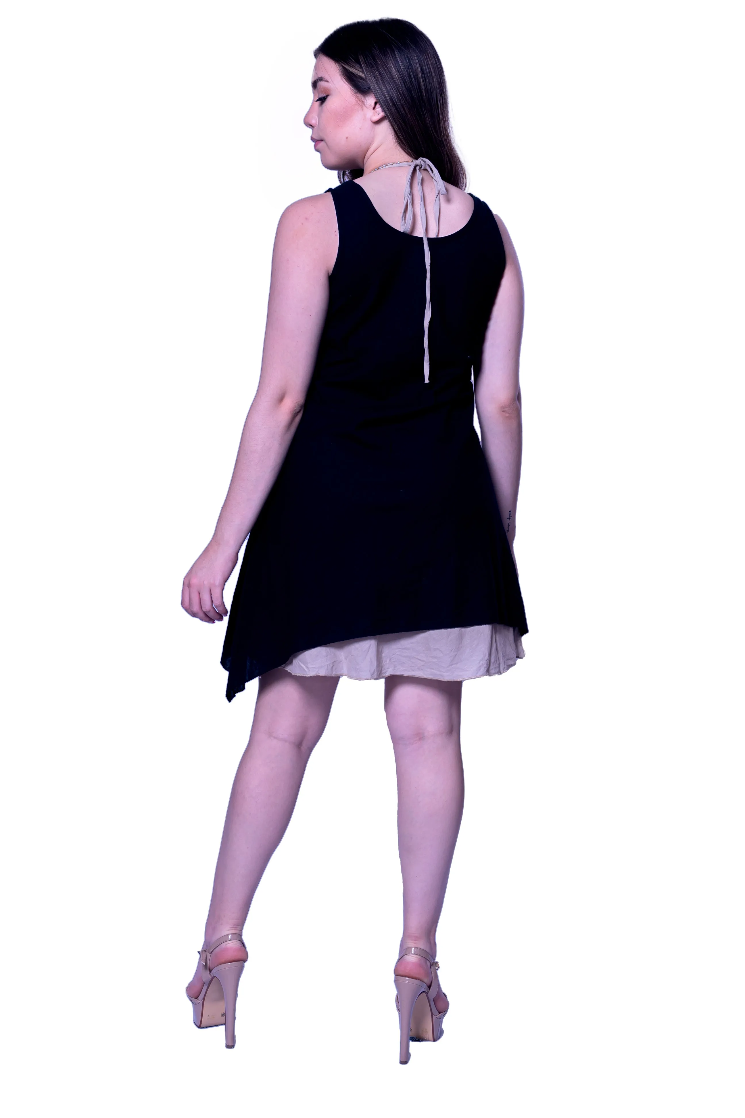 Plain Short A line Dress in Black