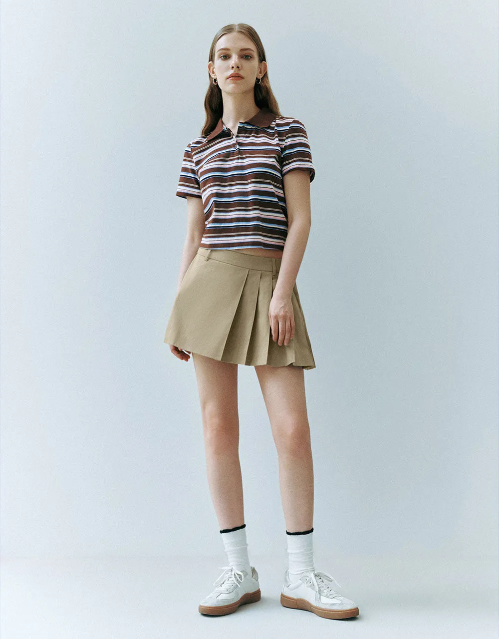 Pleated Mini A-Line Skirt