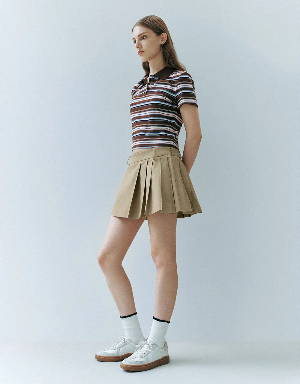 Pleated Mini A-Line Skirt