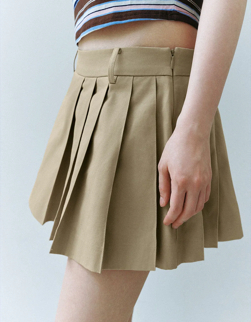 Pleated Mini A-Line Skirt