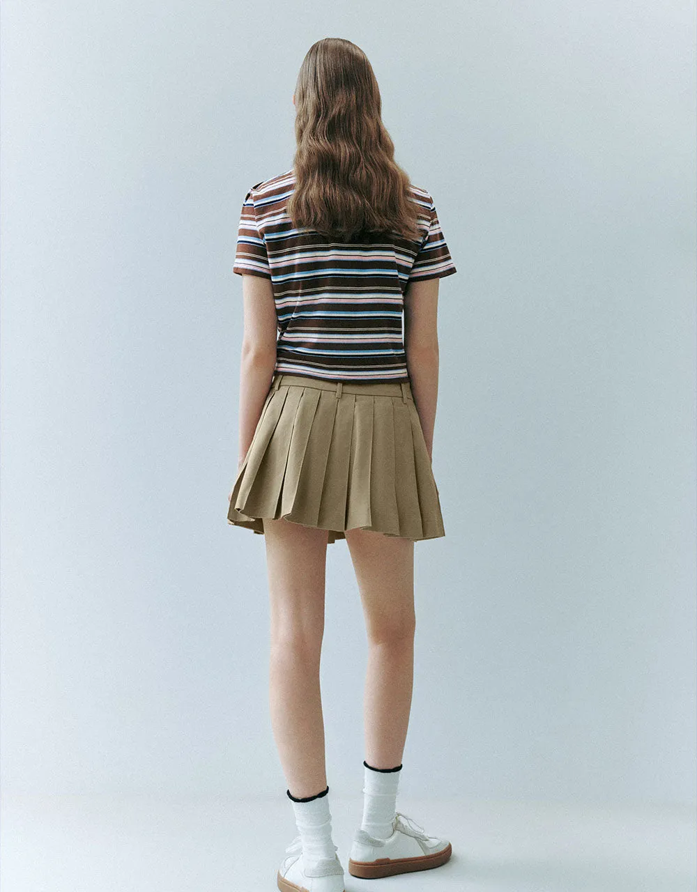 Pleated Mini A-Line Skirt
