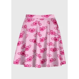 Plus Size Pink Heart Angel Wing Kawaii Skirt for Stylish Curves