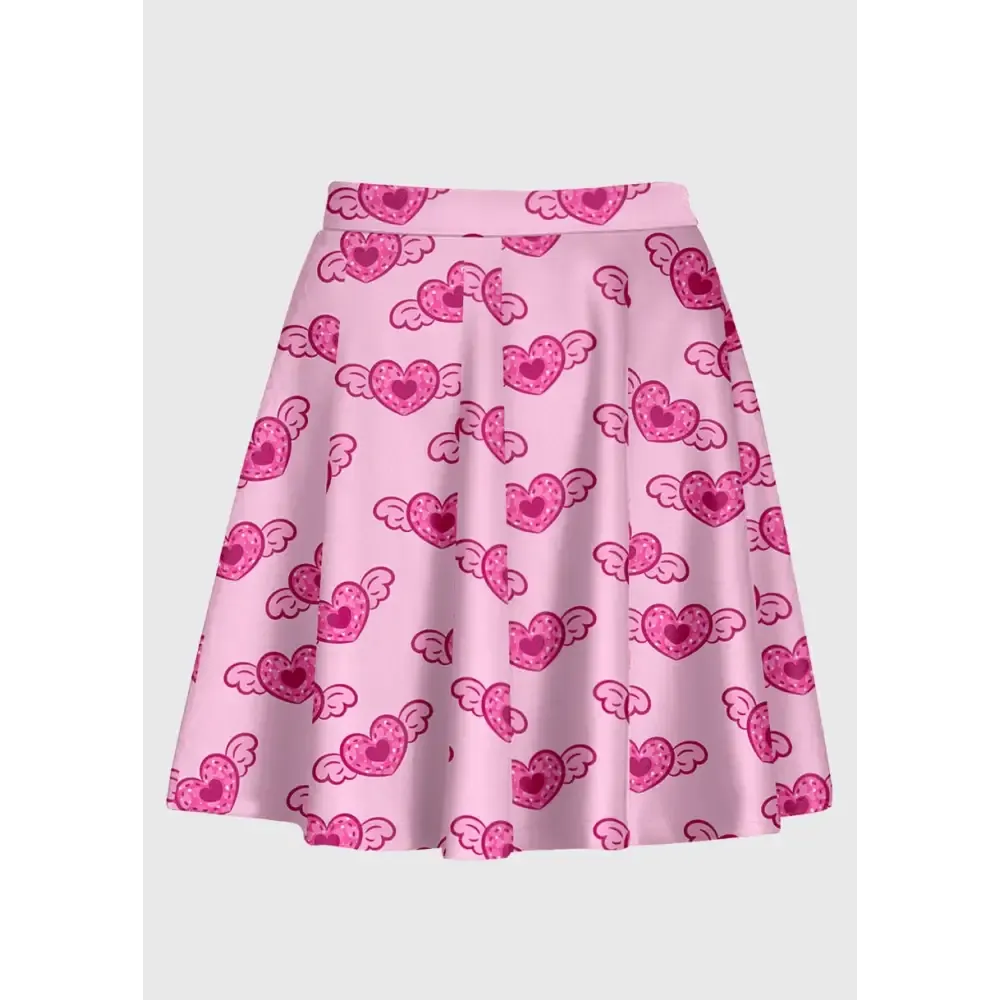 Plus Size Pink Heart Angel Wing Kawaii Skirt for Stylish Curves