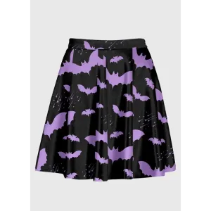 Plus Size Purple Bat Pastel Goth Skirt for Unique Style