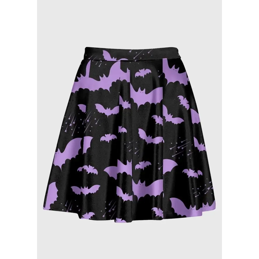 Plus Size Purple Bat Pastel Goth Skirt for Unique Style