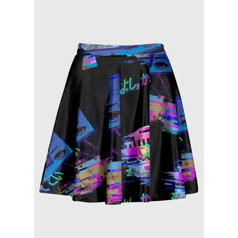 Plus Size Vaporwave Aesthetic Glitchcore Anime Skirt