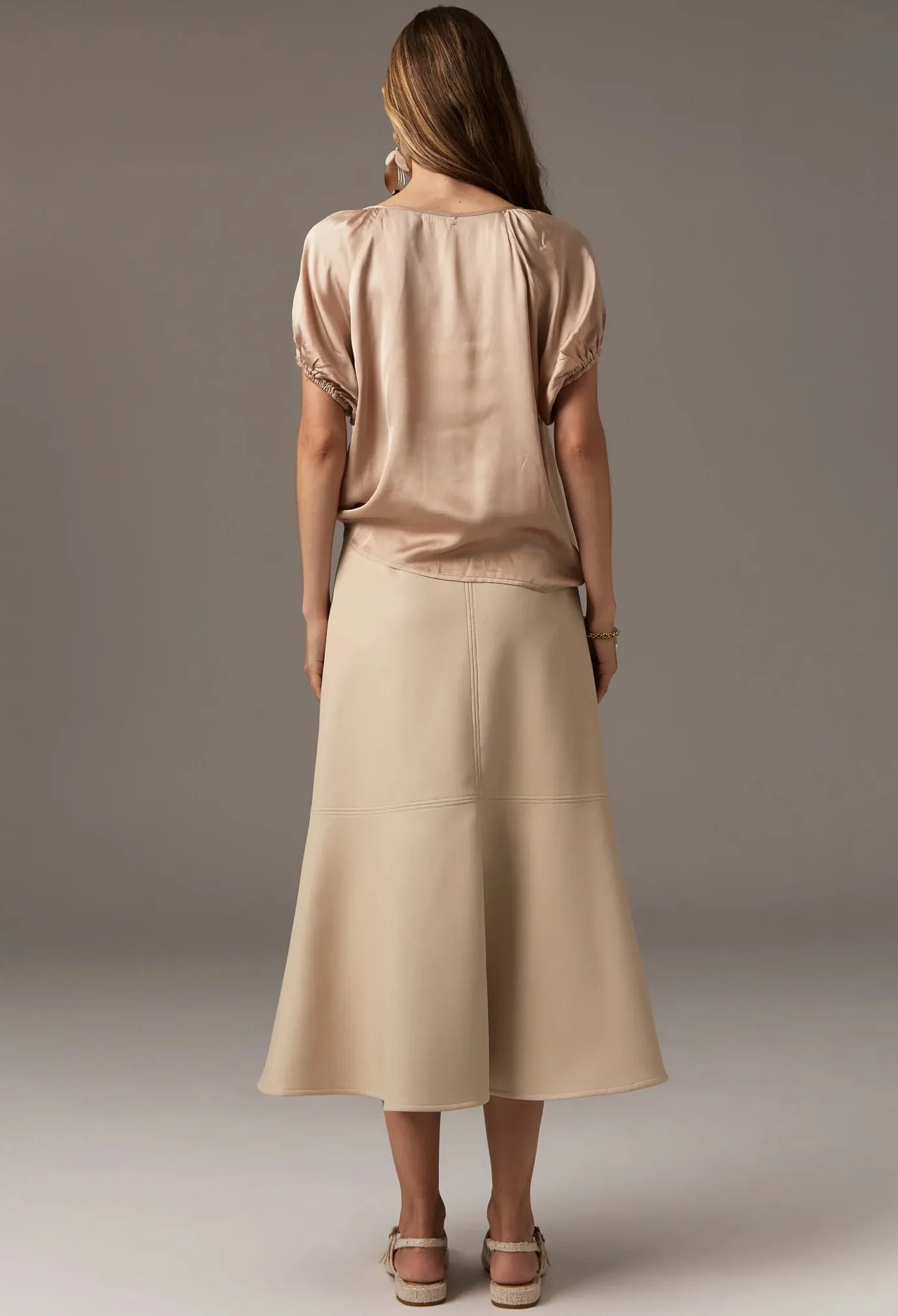 Pol Clothing - Ollie Faux Leather Skirt - Pebble