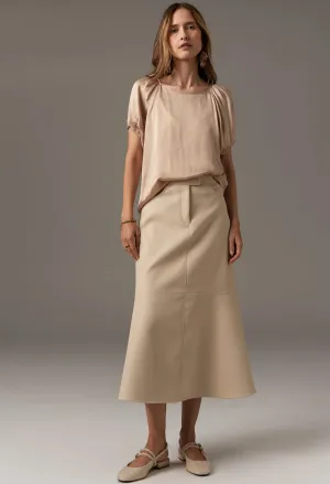 Pol Clothing - Ollie Faux Leather Skirt - Pebble