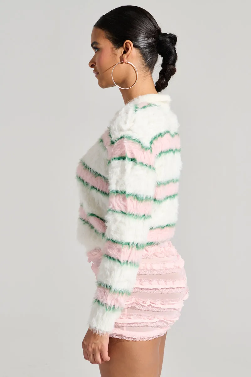 POLO PRINCESS STRIPED CROPPED SWEATER