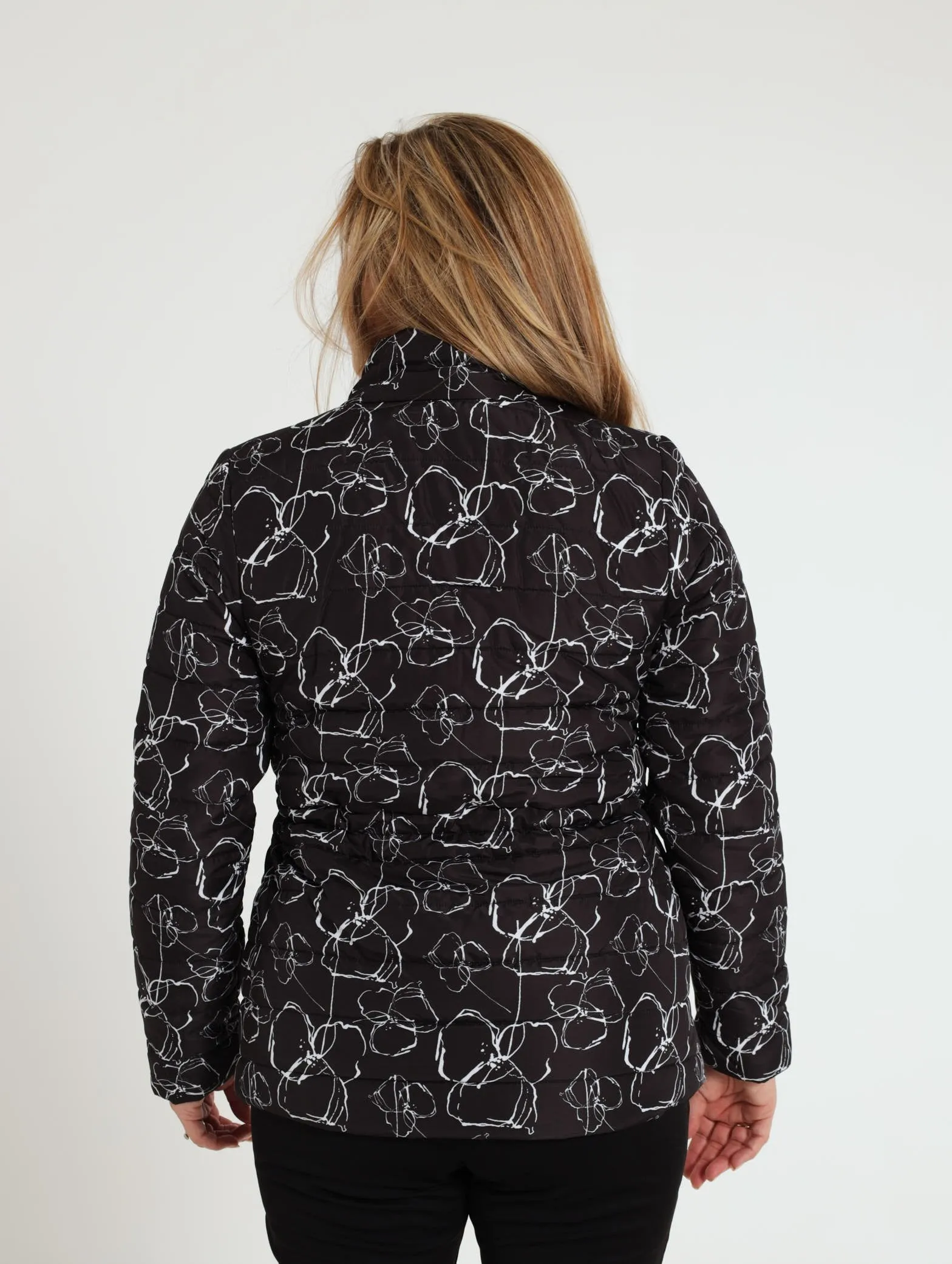 Printed Puffer Jacket - Black