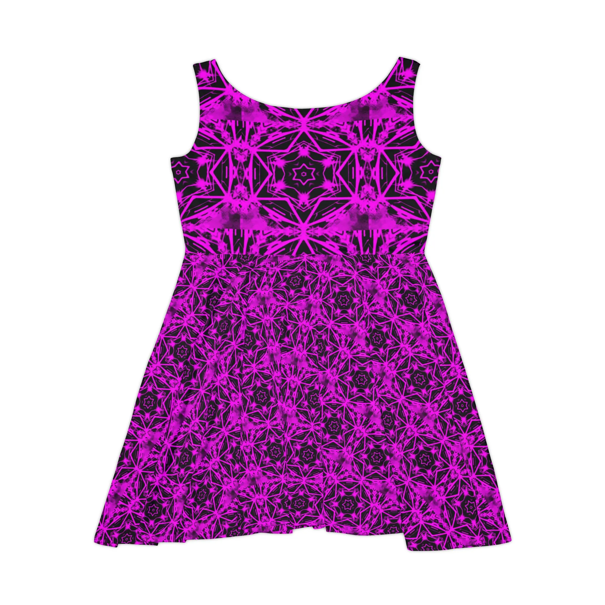 Purple Stars Pattern Printed Skater Dress up to 2XL