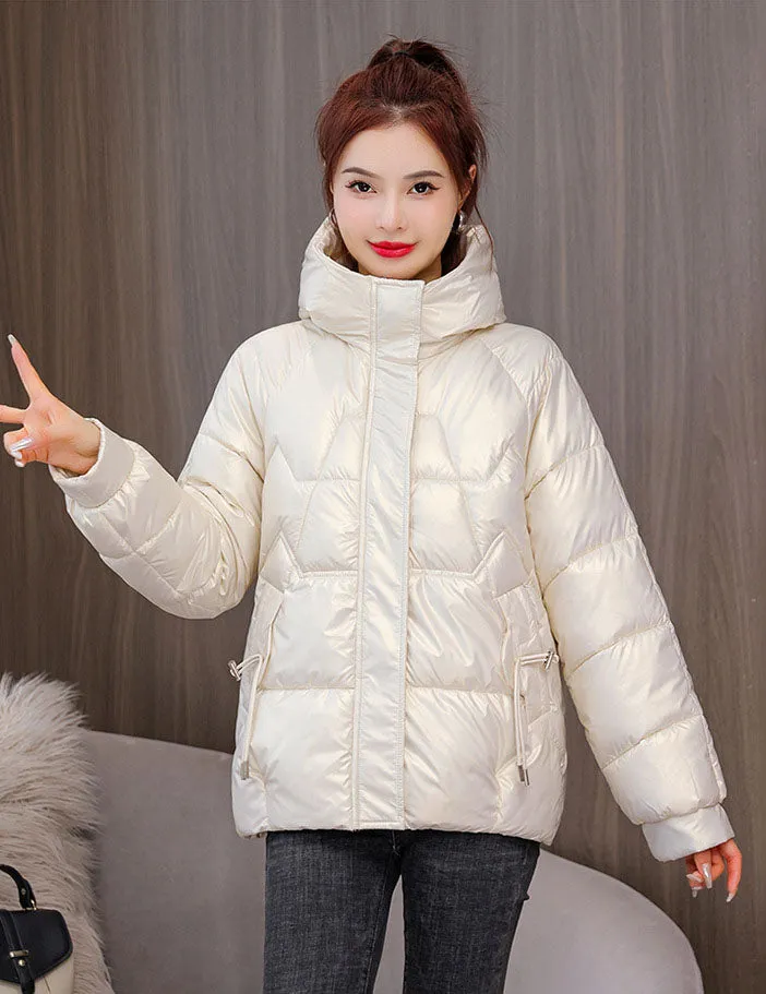 Quilted and Padded Hooded Jacket for Women