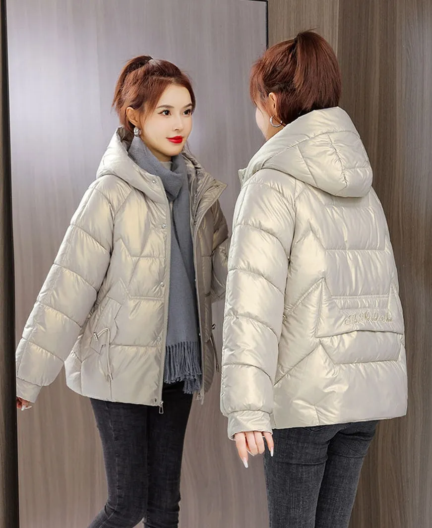 Quilted and Padded Hooded Jacket for Women
