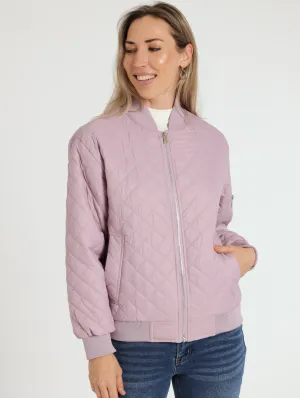 Quilted Bomber Jacket - Mauve