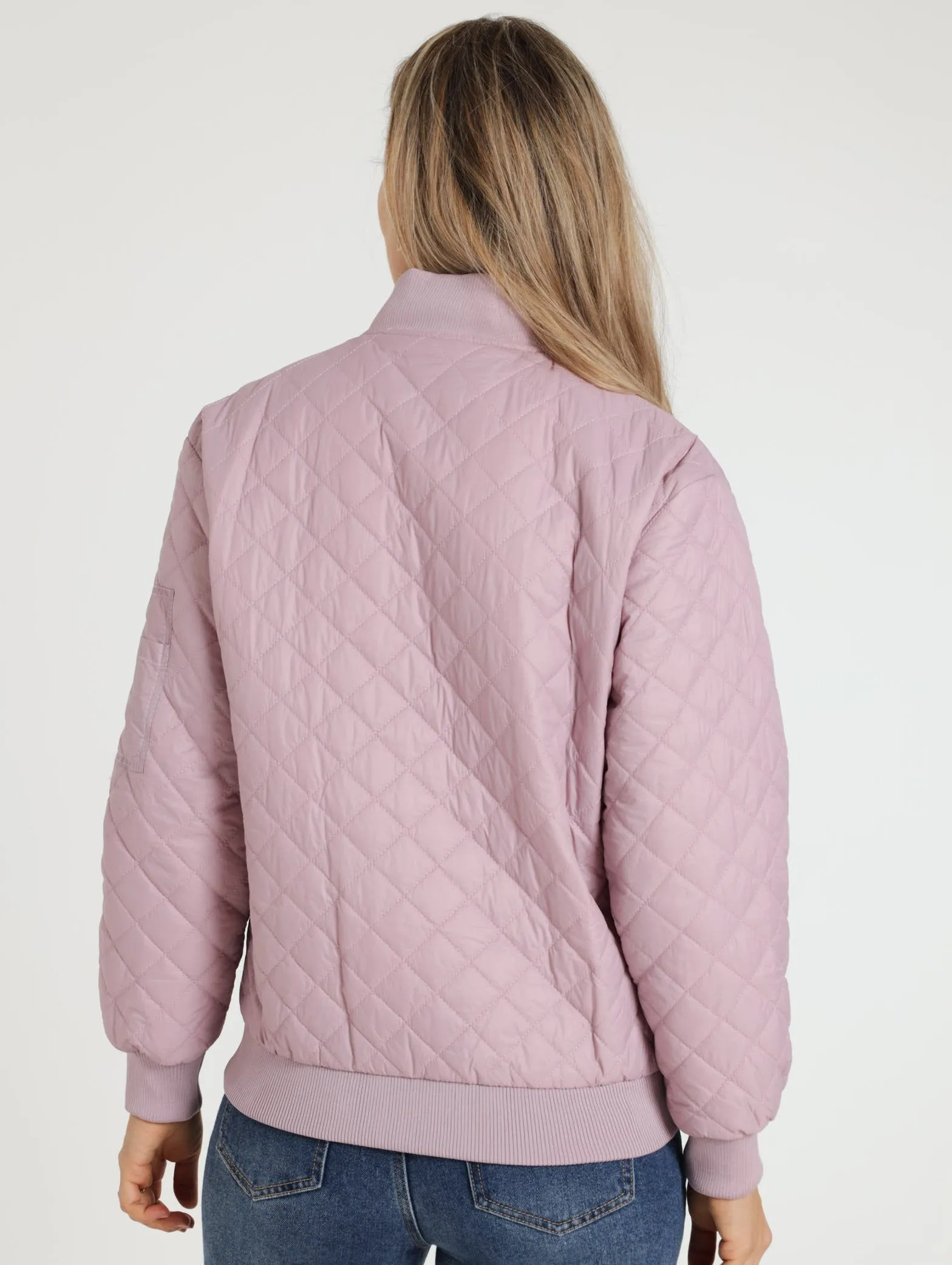 Quilted Bomber Jacket - Mauve