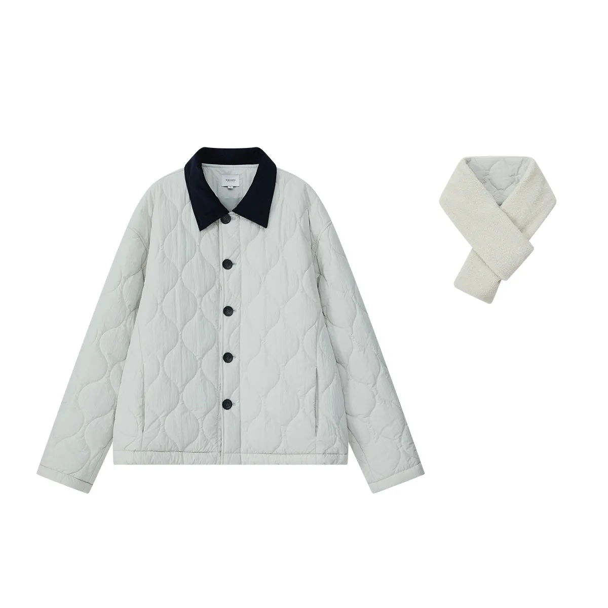 Quilted Contrast Collar Jacket