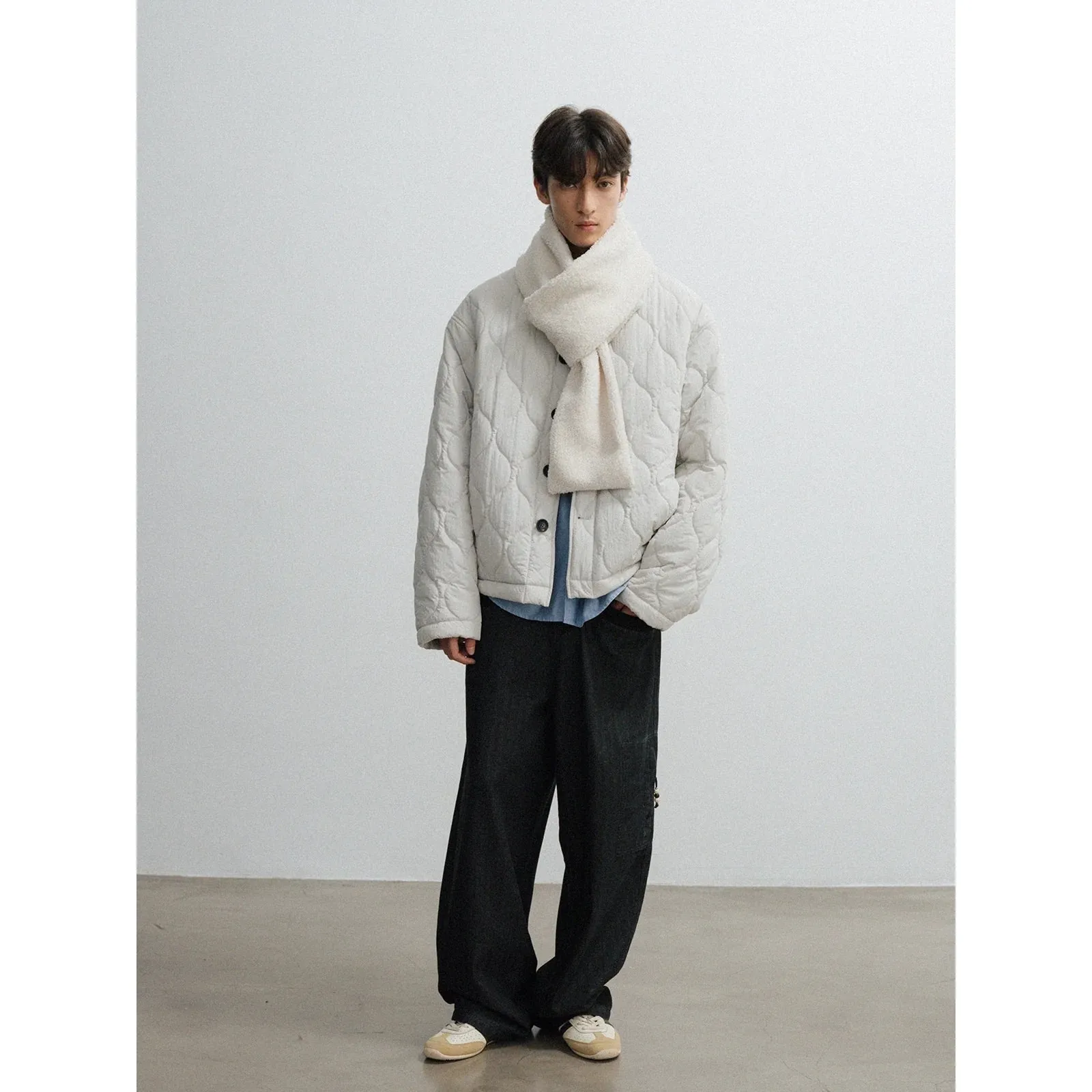 Quilted Contrast Collar Jacket