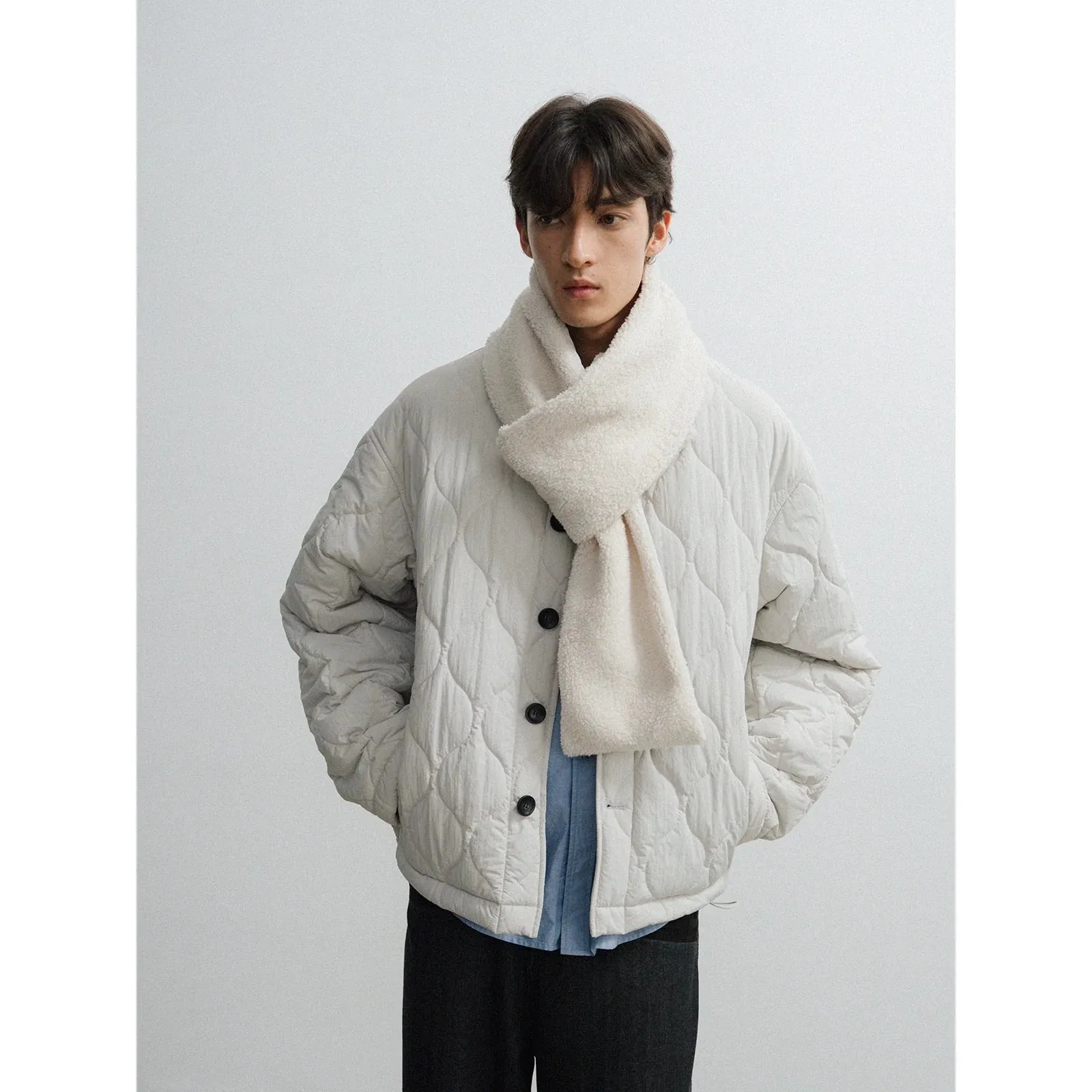 Quilted Contrast Collar Jacket