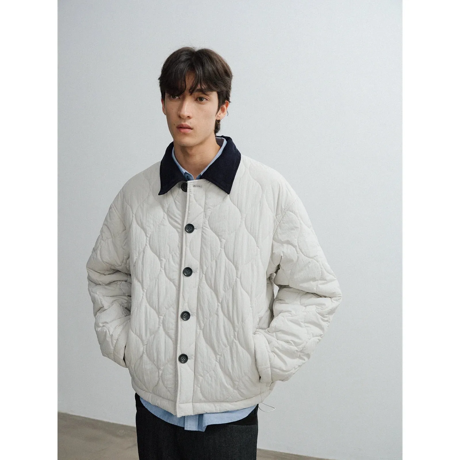 Quilted Contrast Collar Jacket