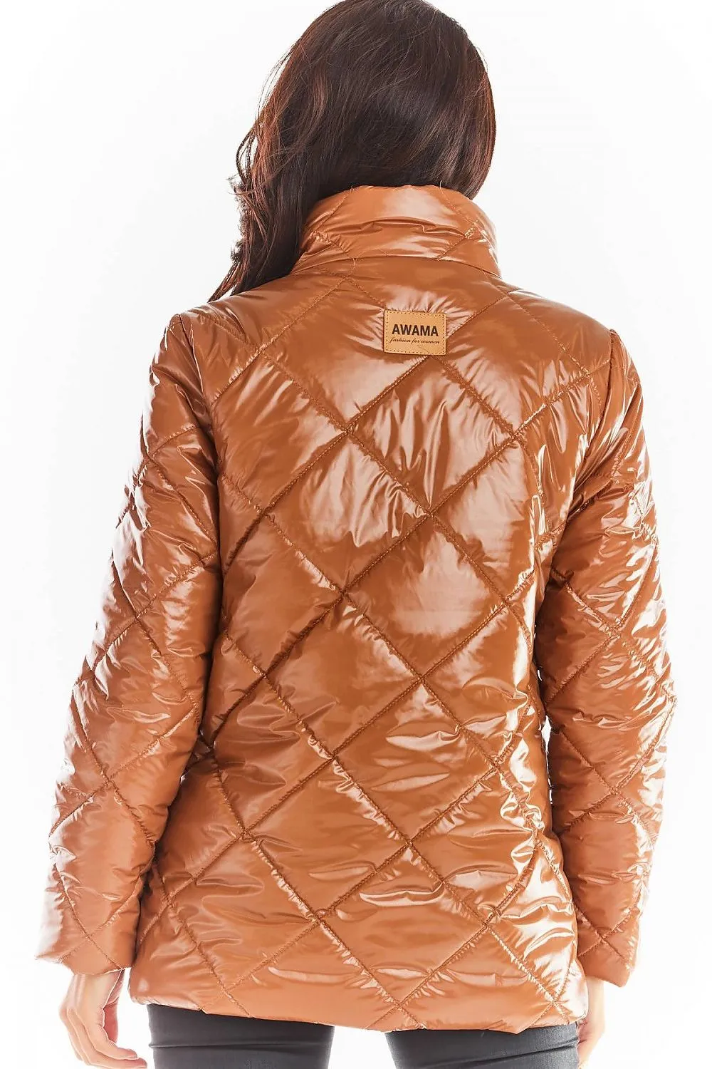 Quilted High-Collar Button Jacket