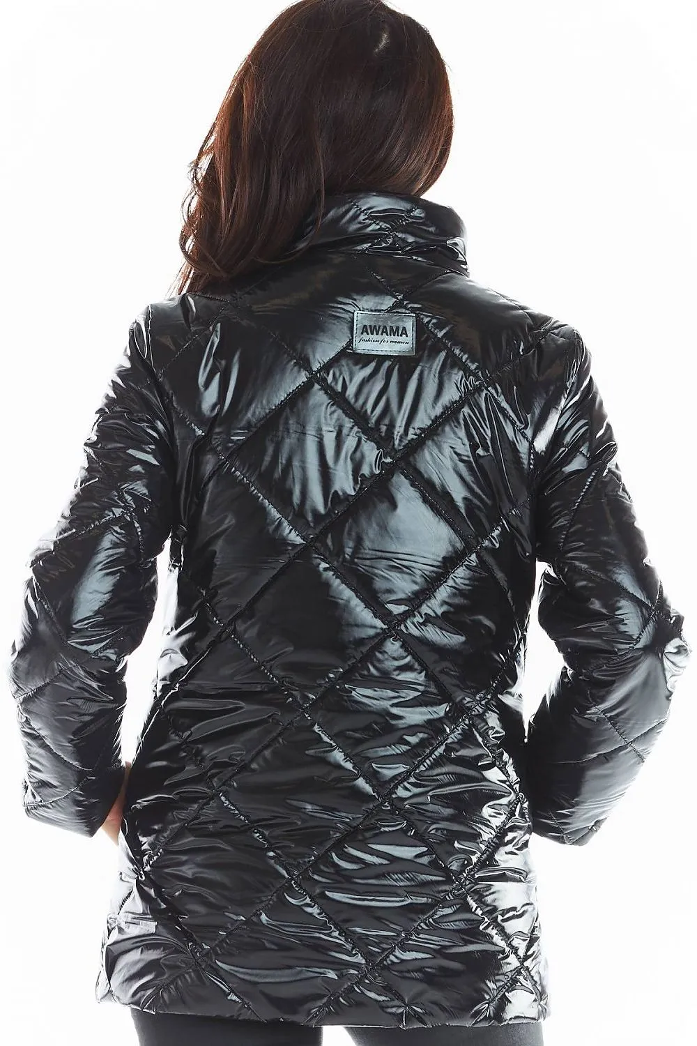 Quilted High-Collar Button Jacket