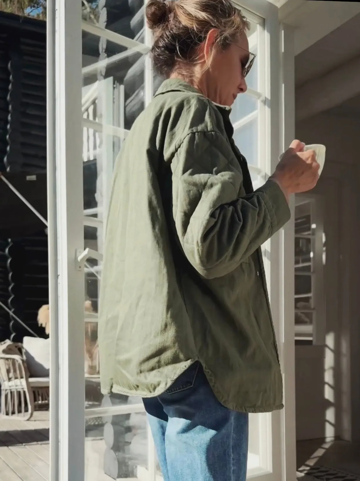 QUILTED JACKET WITH FRONT POCKETS - ARMY